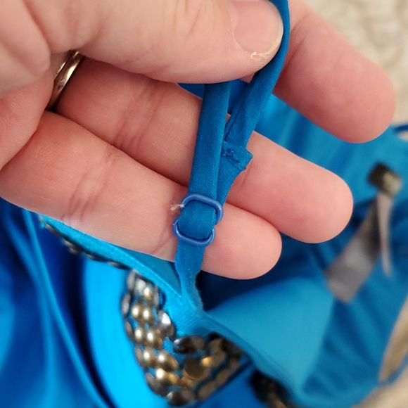 Bisou Bisou teal blue adjustable straps dress 14 - Picture 5 of 8